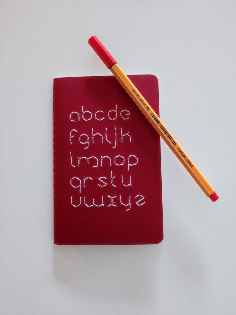 Alphabet hand embroidered Moleskine notebook image 1