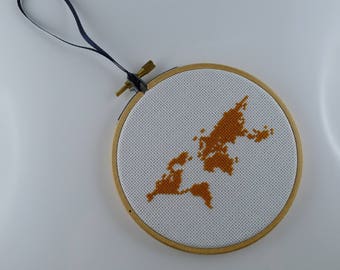 Decoration Drum frame to embroider in cross stitch around the world