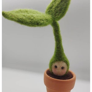 Handmade Tiny needle felted wool plant sproutling gift