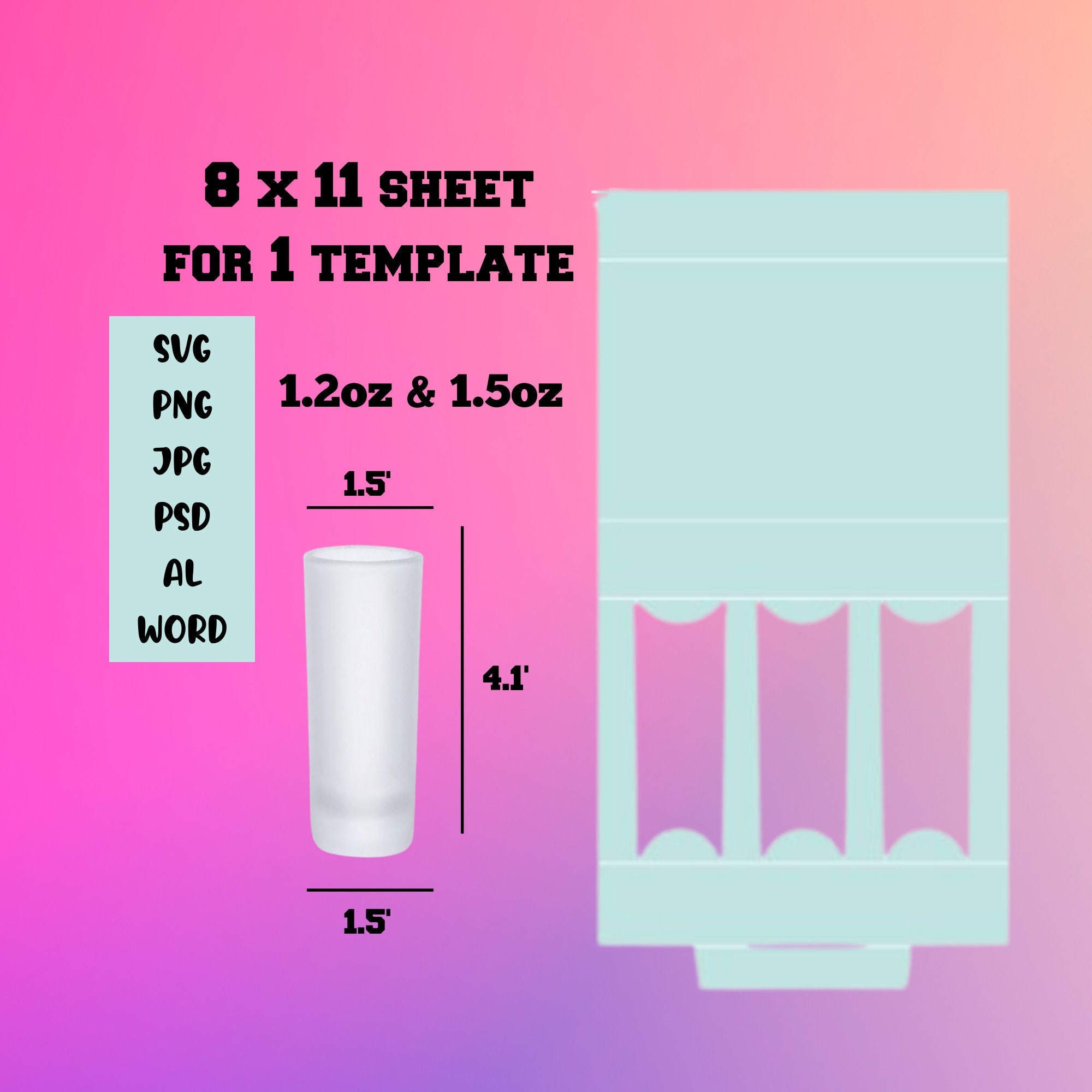 Shot Glass Box Template 1.2oz 1.5 Oz Customize SVG Cut Files Etsy