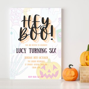Editable Halloween Birthday Party Invitation Template, Printable Halloween Invitation, Cute Halloween Invite, Pastel Spooky Invitation