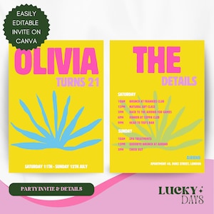 Editable Miami Invitation and Itinerary Template, Printable Assouline Invite