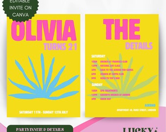 Editable Miami Invitation and Itinerary Template, Printable Assouline Invite