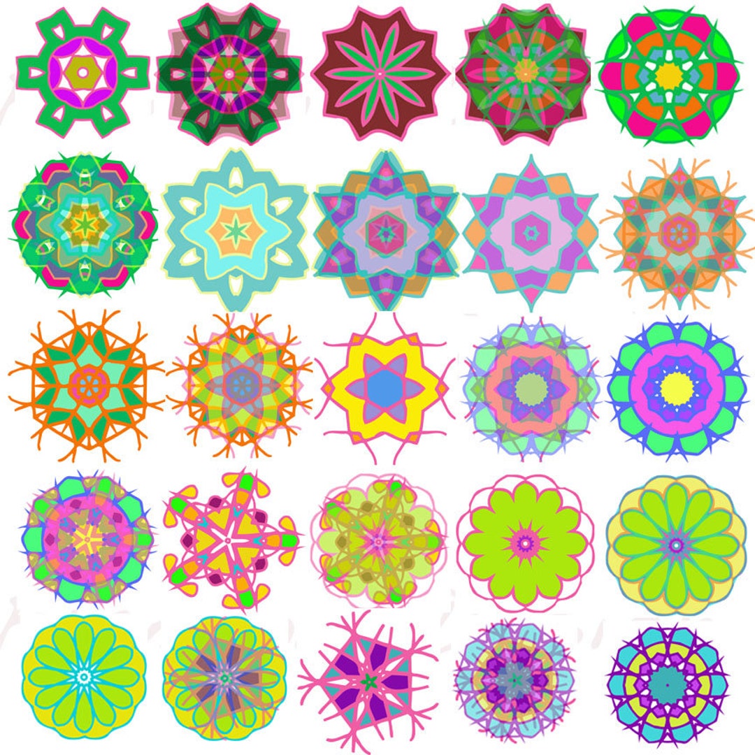 25 Digital Kaleidoscope Clipart Instant Download 300dpi Clip - Etsy