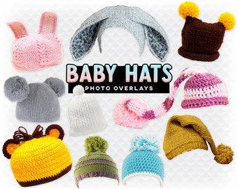 Baby Hats Overlay Photoshop Overlays for Photoshop. Digital Scrapbooking. Composite Newborn Hats Digital Overlay Newborn Hats PNG