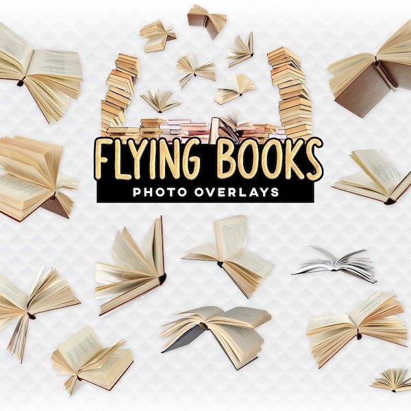 Flying Books Overlay Photoshop Overlays für Photoshop. Digitales Scrapbooking. Zusammengesetzten. PNG Fliegende Bücher Clip Art Buch Wurm Digitales Overlay