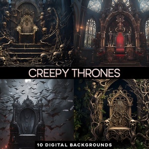 Creepy Thrones Spooky Throne Skull Thrones Digital Background Scrapbooking Composite Halloween Creepy Background