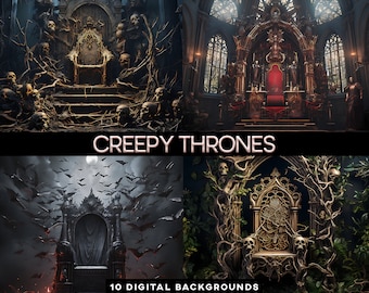 Creepy Thrones Spooky Throne Skull Thrones Digital Background Scrapbooking Composite Halloween Creepy Background
