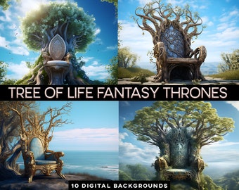 Tree of Life Elf Thrones Fantasy Throne Background Tree Throne Vines Nature Fairy Chair Digital Background Artwork Art BG