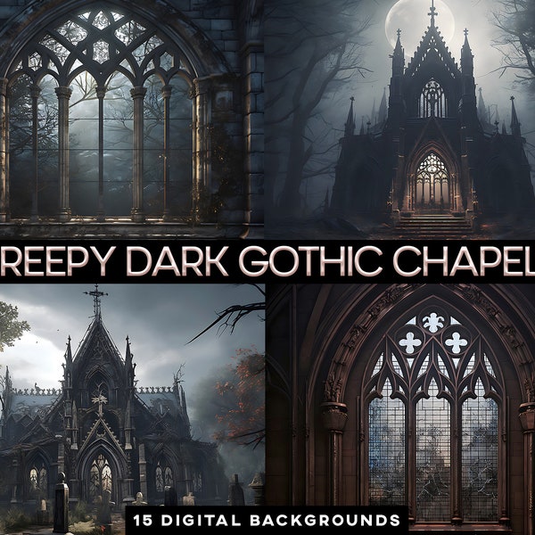 Creepy Dark Gothic Chapels Halloween Spooky Gothic Church Digital Background Gothic Dark Composite Element Gothic Chapels Artwork Art BG