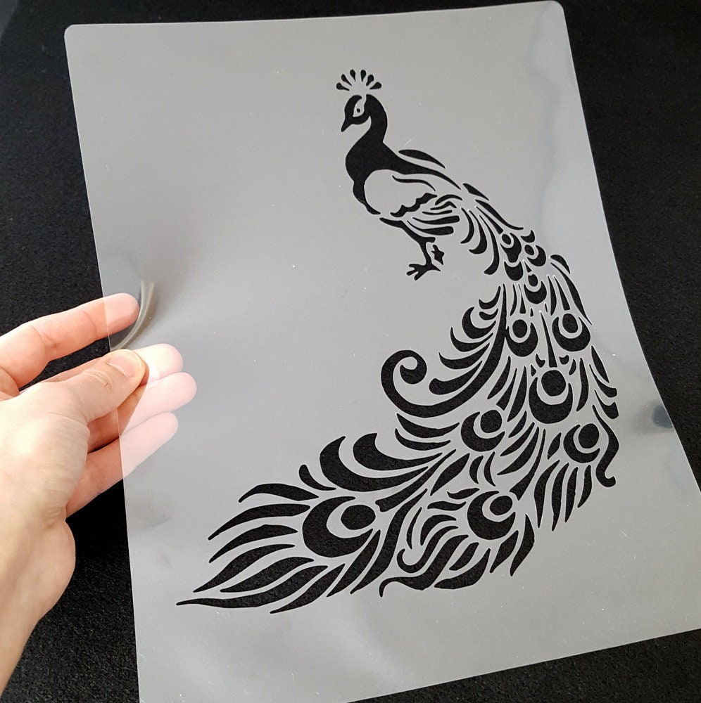 Peacock stencil stencil project large bird stencil Etsy