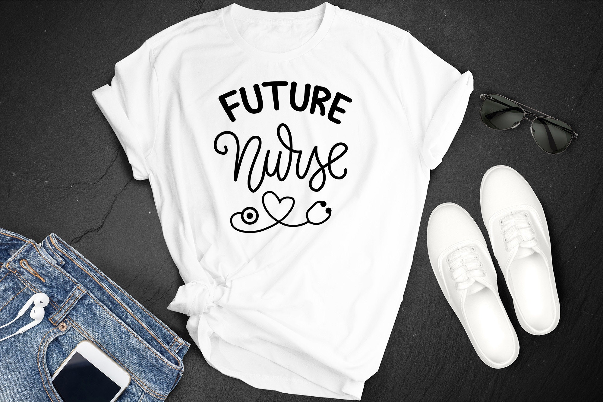 National Student Nurse Day Future Nurse Heart Stethoscope Hospital Care Premium Short Sleeve Unisex T-shirt Tee Shirt Small - 3XL Free Ship