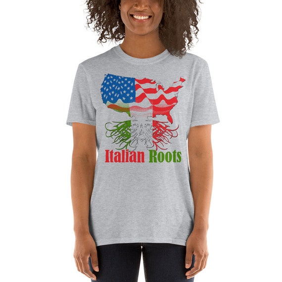 T-shirt American Grown Italian Roots – Drapeau Italie/USA | Neuf Coton Homme | Fabriqué Aux USA