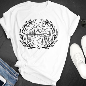 National All Is Ours Day Mountains Stars Outdoors Trees Heart Moon Premium Short Sleeve Unisex T-shirt Tee Shirt Small - 3XL Free Shipping