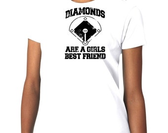 Diamonds Are A Girls Best Friend Baseball Sports Humor Custom Unisex Premium Short Sleeve T-shirt Tee Top Gift Small - 2XL Free Shipping