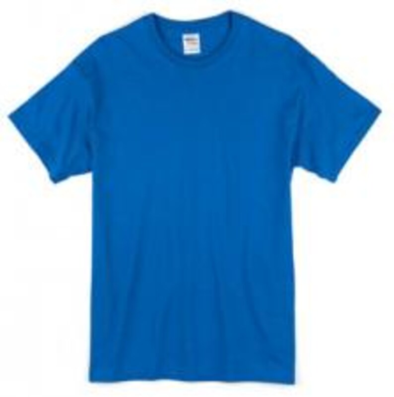 May include: A solid royal blue t-shirt with a crew neck and short sleeves. The shirt is made of a soft, breathable fabric and is suitable for casual wear. The Gildan brand label is visible at the neckline.