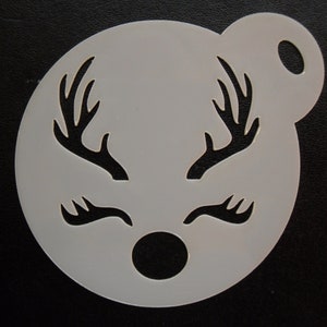 Nuovo biscotto unico personalizzato da 60 mm con renna addormentata, artigianato e stencil per pittura facciale