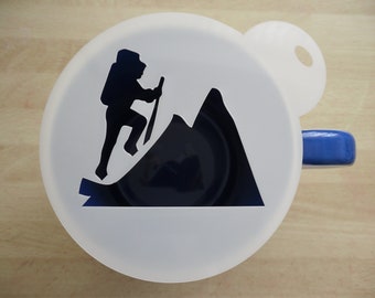 Unique bespoke new 100mm mountain climber craft and coffee stencil