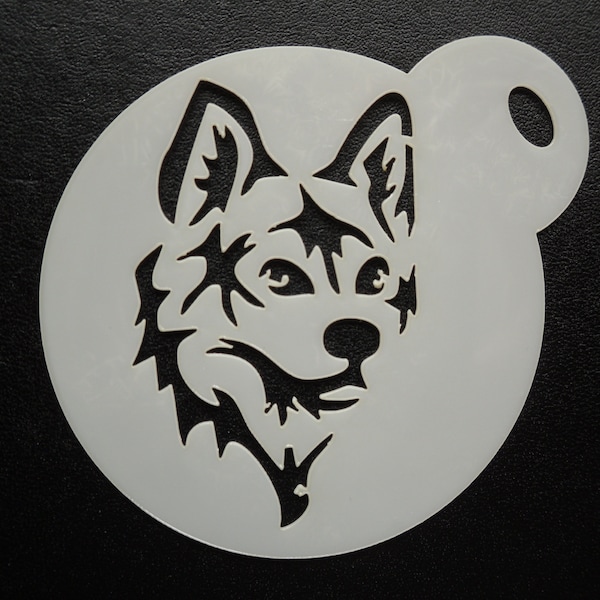 Unique bespoke new 60mm wolf cookie, craft & face painting stencil