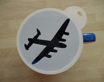 Unique bespoke new 100mm lancaster plane craft and coffee stencil