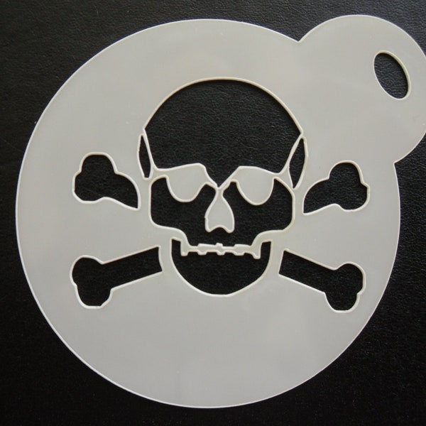 Unique bespoke new 60mm skull & crossbones cookie, craft and face painting stencil