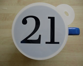 Unique bespoke new 100mm number 21 craft and coffee stencil