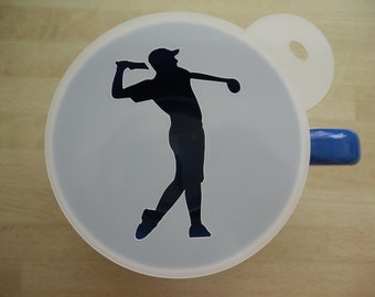 Unique bespoke new 100mm golf player craft and coffee stencil