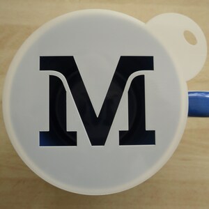 Unique bespoke new 100mm letter M craft and coffee stencil
