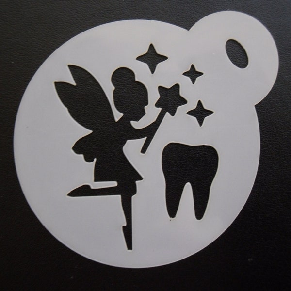 Unique bespoke new 60mm tooth fairy cookie, craft & face painting stencil