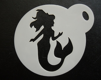 Unique bespoke new 60mm mermaid style cookie, craft & face painting stencil