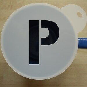 Unique bespoke new 100mm letter P craft and coffee stencil