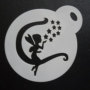 Unique bespoke new 60mm fairy twinkle cookie, craft & face painting stencil