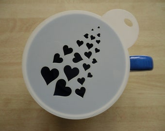 Unique bespoke new 100mm fading hearts craft and coffee stencil