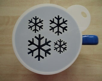 Unique bespoke new 100mm snowflake ice pattern craft and coffee stencil