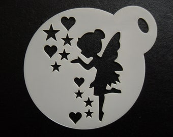 Unique bespoke new 60mm fairy love cookie, craft & face painting stencil