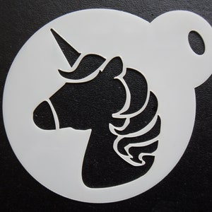 Unique bespoke new 60mm unicorn style cookie, craft & face painting stencil