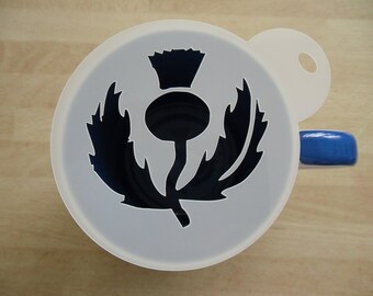 Unique bespoke new 100mm thistle craft and coffee stencil