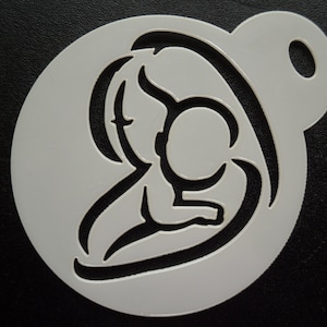 Unico nuovo biscotto madre e bambino da 60 mm su misura, stencil artigianale e di pittura del viso