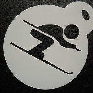 Unique bespoke new 60mm ski man cookie, craft & face painting stencil