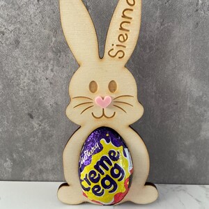 Personalised easter bunny egg holder, creme egg holder