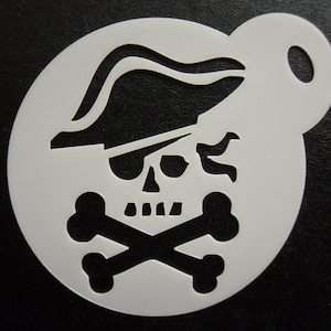 Nouveau pochoir pour biscuits, créations artisanales et maquillage sur mesure unique de 60 mm avec tête de mort de pirate et os croisés