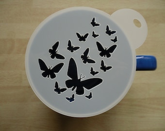 Unique bespoke new 100mm fading butterflies craft and coffee stencil