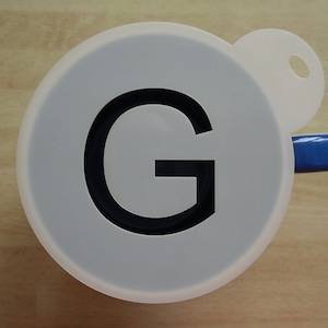 Unique bespoke new 100mm letter G craft and coffee stencil