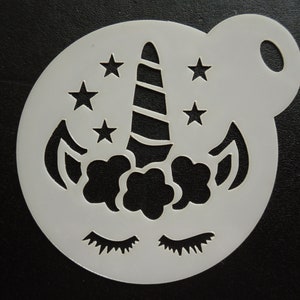 Nouveau pochoir de biscuits, d'artisanat et de maquillage pour le visage de licorne unique sur mesure de 60 mm