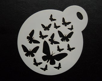 Unique bespoke new 60mm fading butterflies cookie, craft & face painting stencil