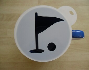 Unique bespoke new 100mm golf flag craft and coffee stencil