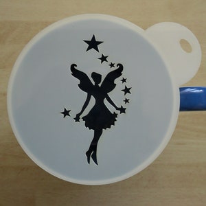 Unique bespoke new 100mm fairy image craft and coffee stencil