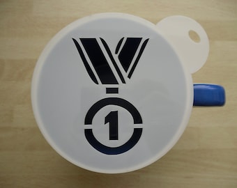 Unique bespoke new 100mm medal 1st craft and coffee stencil