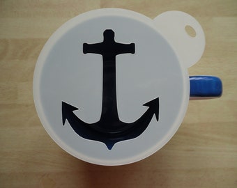 Unique bespoke new 100mm anchor craft and coffee stencil
