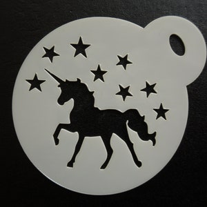 Unique bespoke new 60mm unicorn stars cookie, craft & face painting stencil